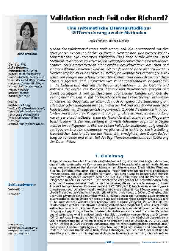 [doc_201258] Validation nach Feil oder Richard? Eine systematische Literaturstudie zur Differenzierung zweier Methoden
