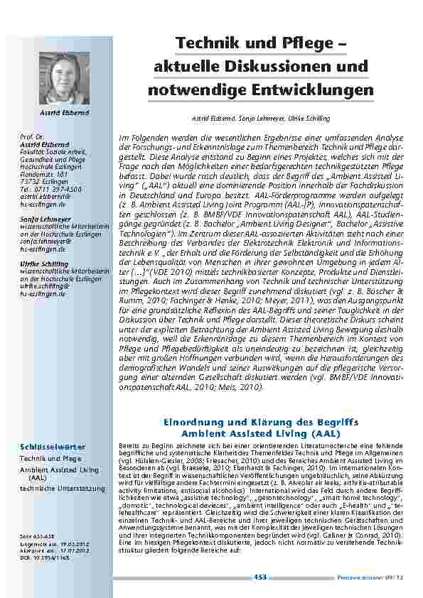 [doc_201242] Technik und Pflege – aktuelle Diskussionen und notwendige Entwicklungen