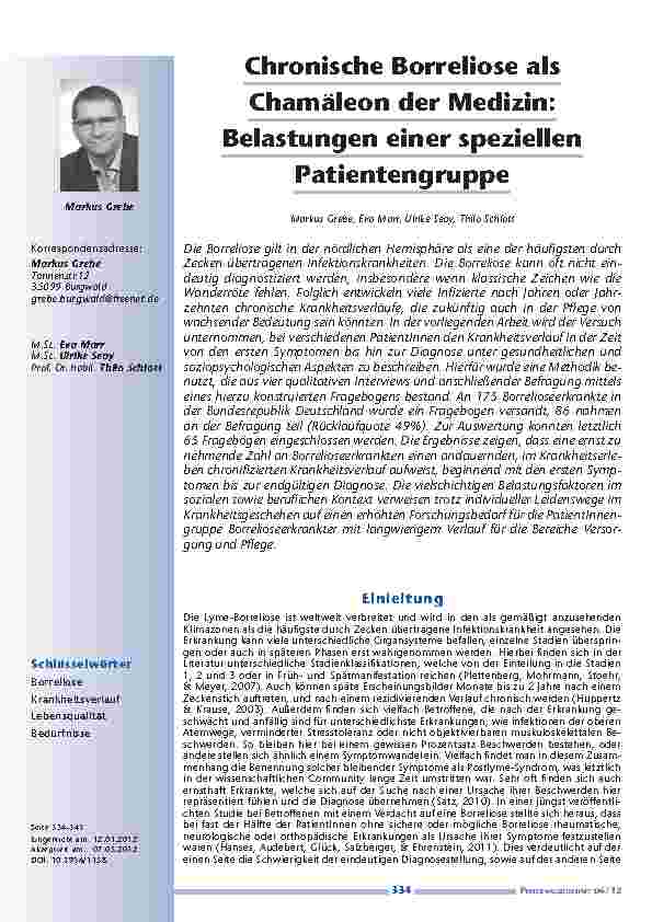 [doc_201230] Chronische Borreliose als Chamäleon der Medizin: Belastungen einer speziellen Patientengruppe