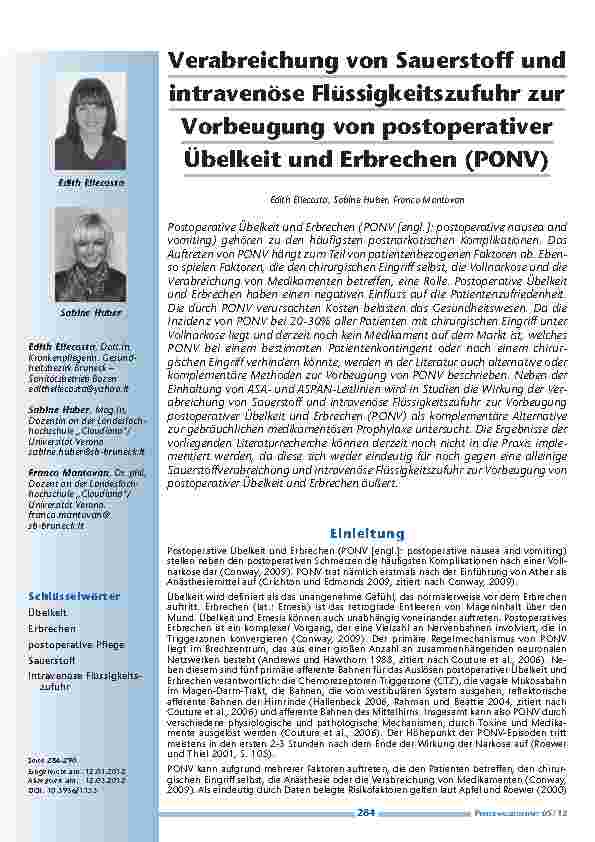 [doc_201224] Verabreichung von Sauerstoff und intravenöse Flüssigkeitszufuhr zur Vorbeugung von postoperativer Übelkeit und Erbrechen (PONV)