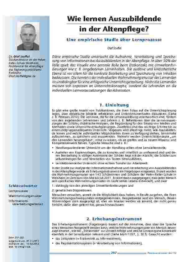 [doc_201218] Wie lernen Auszubildende in der Altenpflege? Eine empirische Studie über Lernprozesse