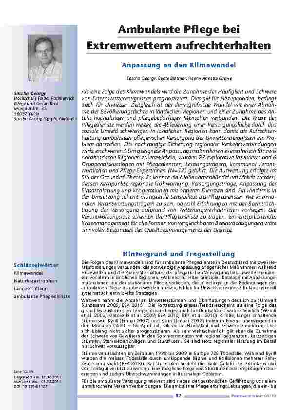 [doc_201195] Ambulante Pflege bei Extremwettern aufrechterhalten – Anpassung an den Klimawandel