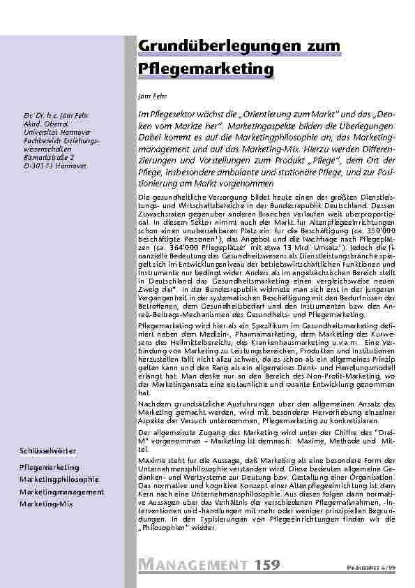 [doc_201058] Grundüberlegungen zum Pflegemarketing