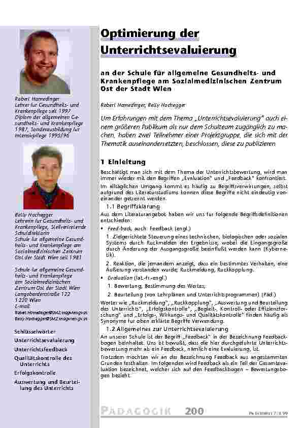 [doc_201053] Optimierung der Unterrichtsevaluierung