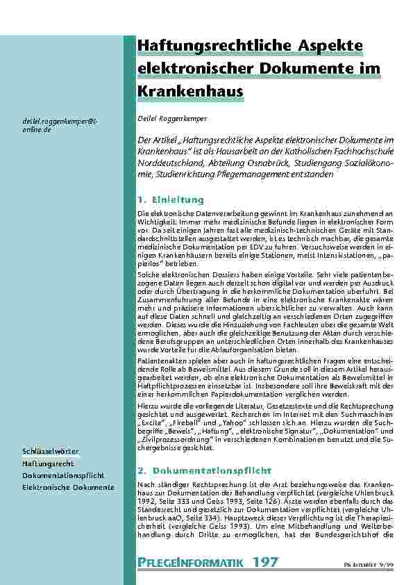 [doc_201038] Haftungsrechtliche Aspekte elektronischer Dokumente im Krankenhaus