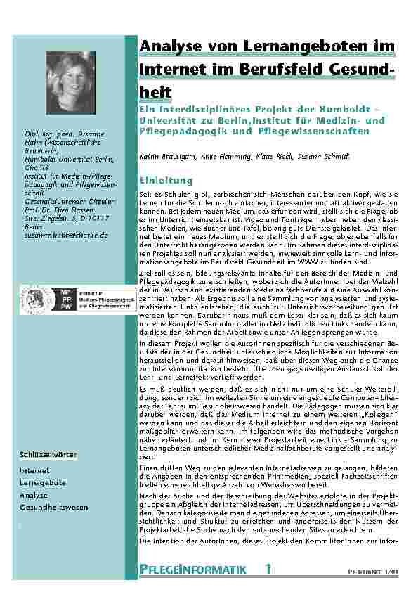 [doc_200938] Analyse von Lernangeboten im Internet im Berufsfeld Gesund-heit