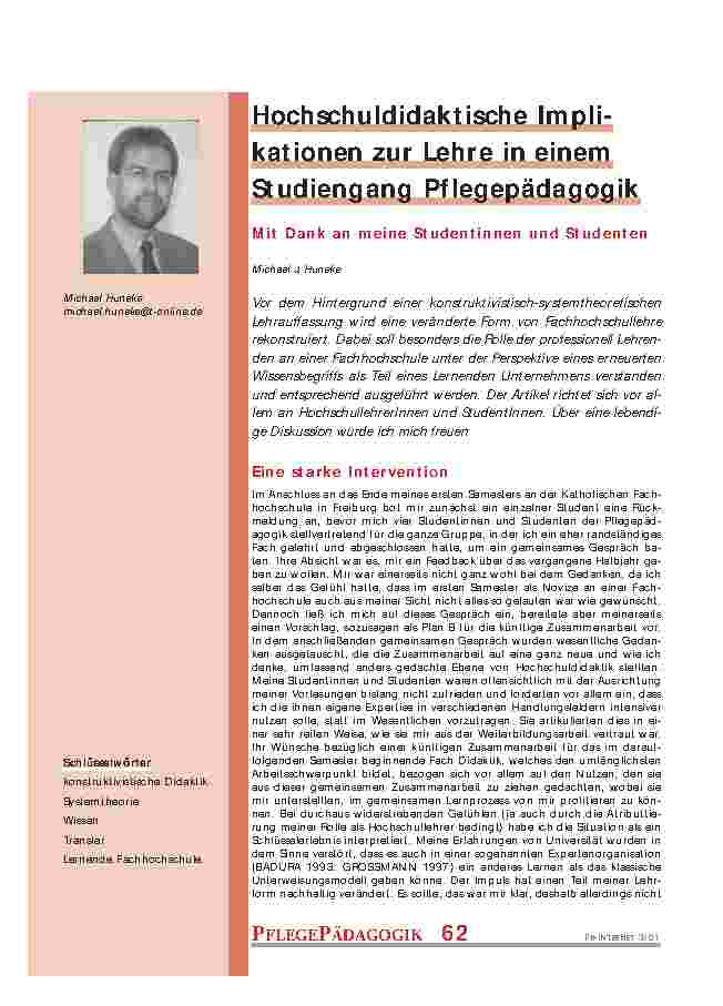 [doc_200933] Hochschuldidaktische Impli-kationen zur Lehre in einem Studiengang Pflegepädagogik