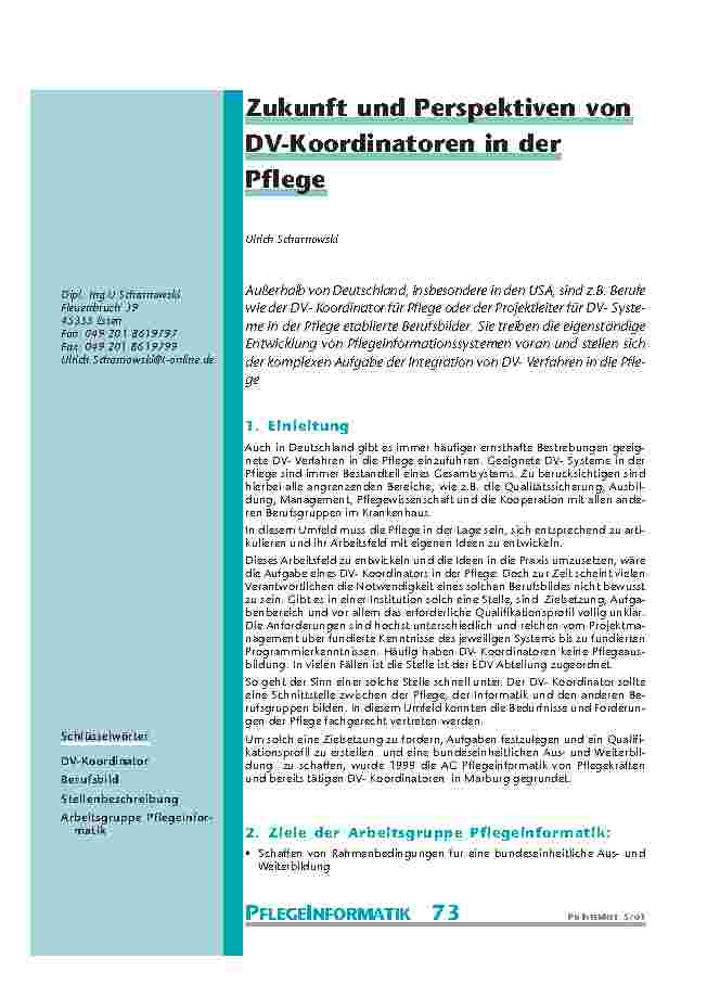 [doc_200913] Zukunft und Perspektiven von DV-Koordinatoren in der Pflege