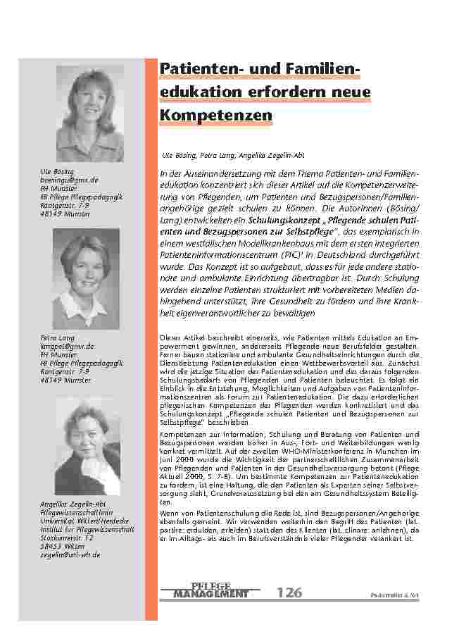 [doc_200909] Patientenund Familienedukation erfordern neue Kompetenzen
