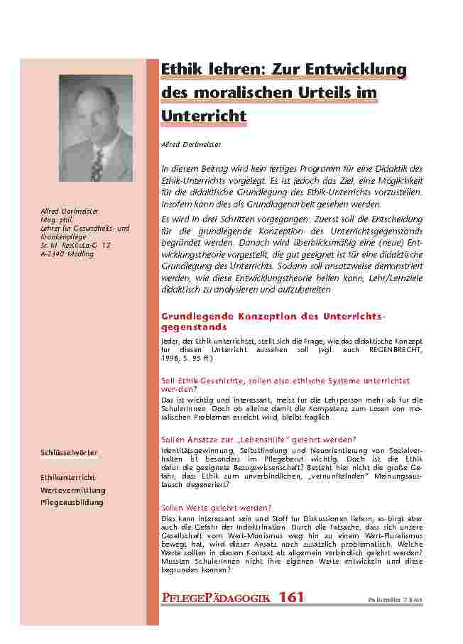[doc_200905] Ethik lehren: Zur Entwicklung des moralischen Urteils im Unterricht