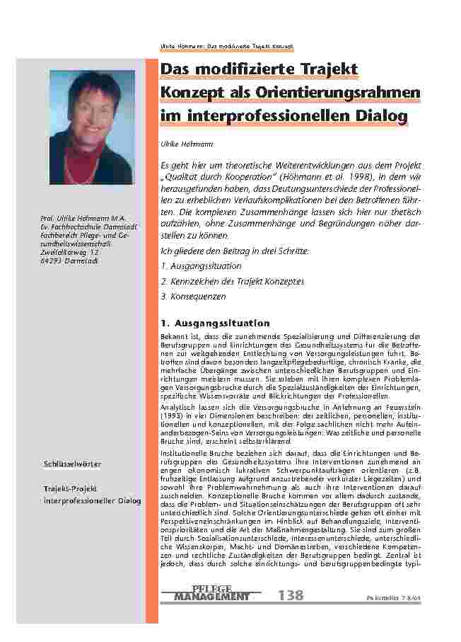 [doc_200899] Das modifizierte Trajekt Konzept als Orientierungsrahmen im interprofessionellen Dialog