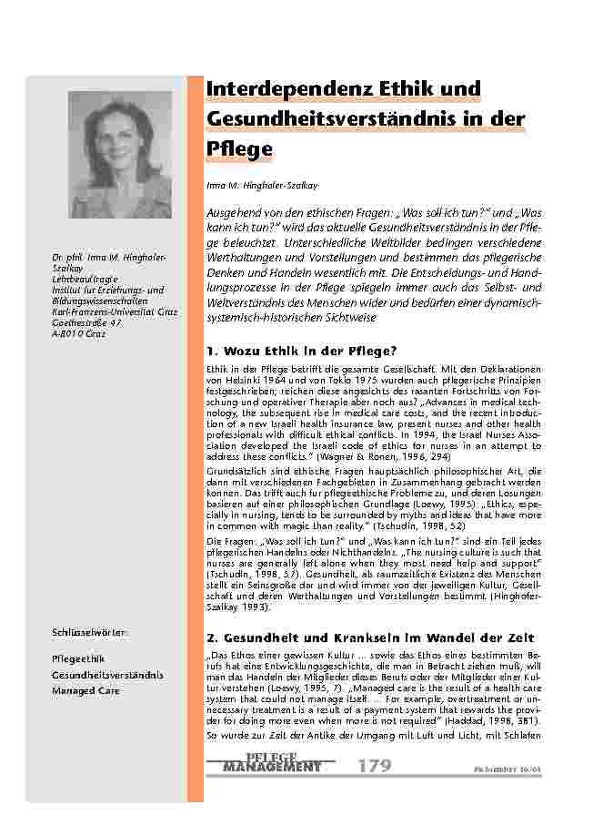 [doc_200882] Interdependenz Ethik und Gesundheitsverständnis in der Pflege