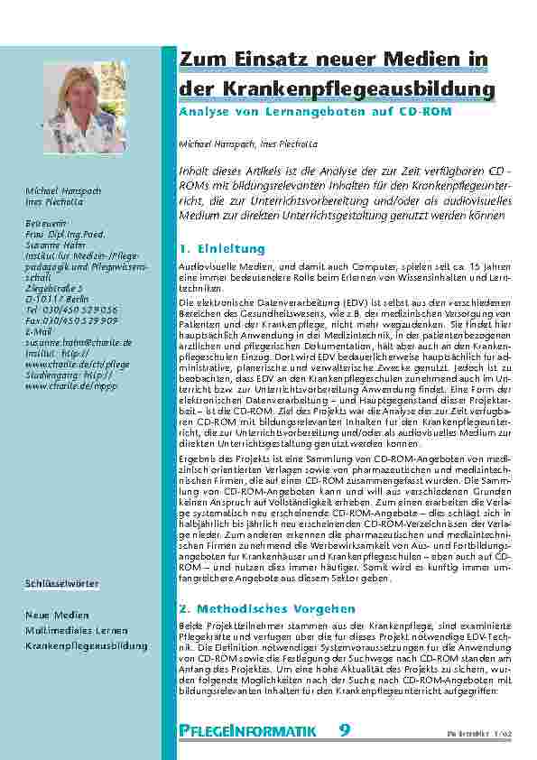 [doc_200853] Zum Einsatz neuer Medien in der Krankenpflegeausbildung