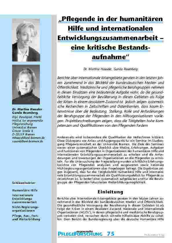 [doc_200807] Pflegende in der humanitären Hilfe und internationalen Entwicklungszusammenarbeit – eine kritische Bestandsaufnahme