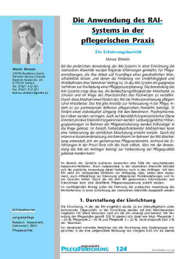 [doc_200777] Die Anwendung des RAISystems in der pflegerischen Praxis-ein Erfahrungsbericht