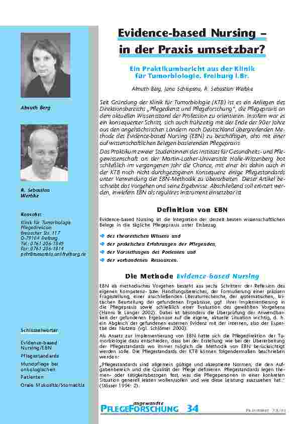[doc_200728] Evidence-based Nursing – in der Praxis umsetzbar?