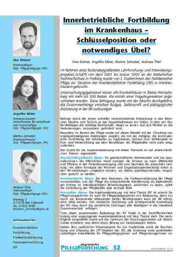 [doc_200720] Innerbetriebliche Fortbildungim Krankenhaus – Schlüsselposition odernotwendiges Übel?