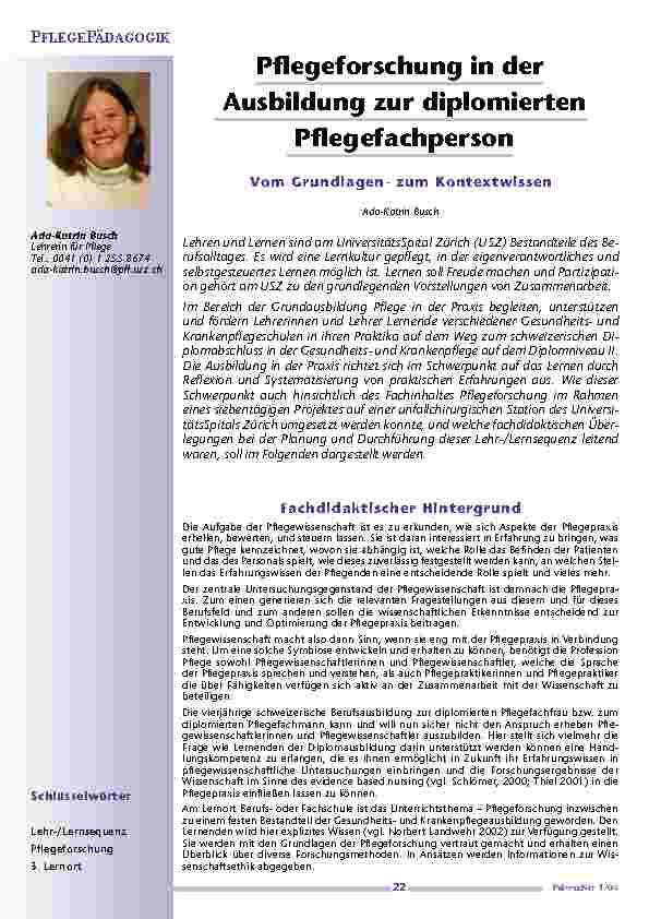 [doc_200692] Pflegeforschung in derAusbildung zur diplomiertenPflegefachperson