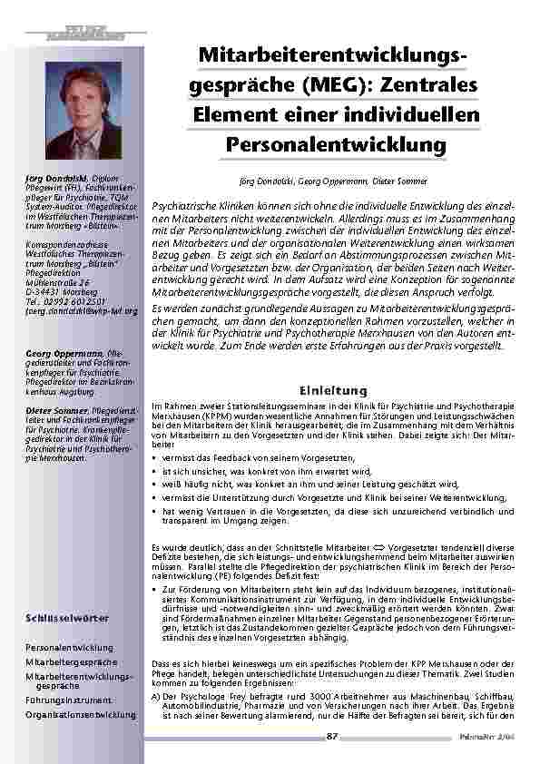 [doc_200685] Mitarbeiterentwicklungsgespräche (MEG): ZentralesElement einer individuellenPersonalentwicklung