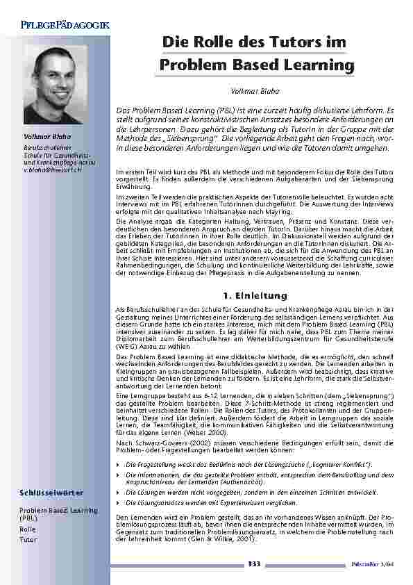 [doc_200681] Die Rolle des Tutors imProblem Based Learning