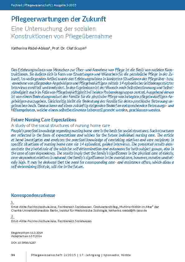 [doc_200671] Pflegeerwartungen der Zukunft. Eine Untersuchung der sozialen Konstruktionen von Pflegeübernahme