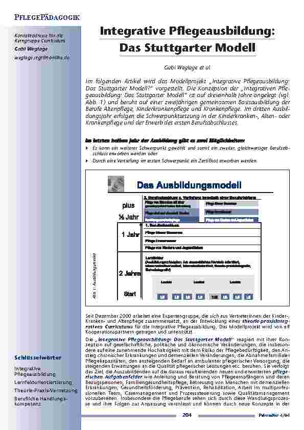 [doc_200664] Integrative Pflegeausbildung: Das Stuttgarter Modell