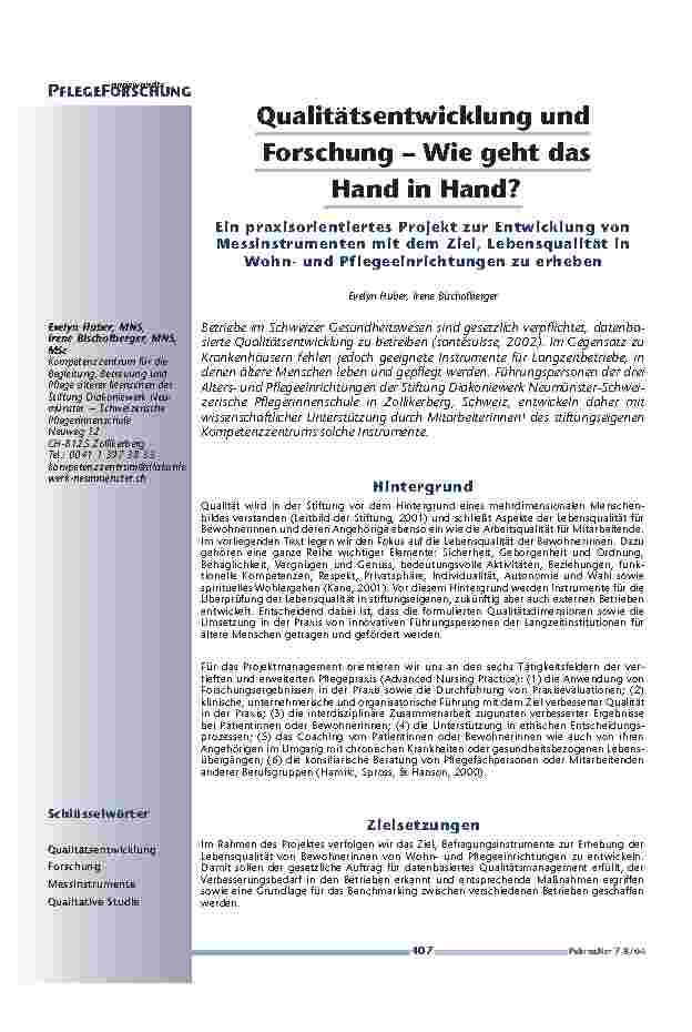 [doc_200639] Qualitätsentwicklung undForschung – Wie geht dasHand in Hand?