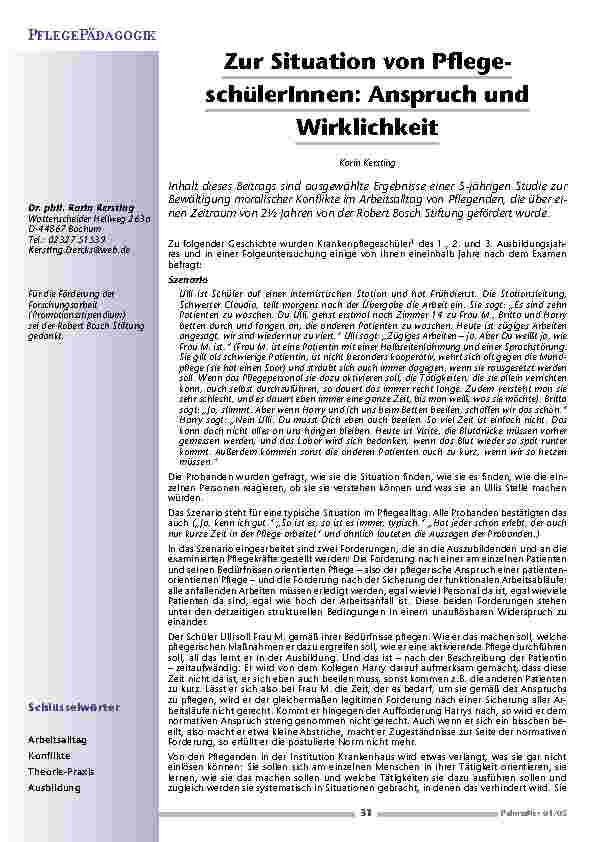 [doc_200594] Zur Situation von PflegeschülerInnen:Anspruch undWirklichkeit