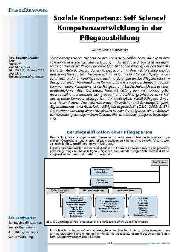 [doc_200472] Soziale Kompetenz: Self Science! Kompetenzentwicklung in derPflegeausbildung