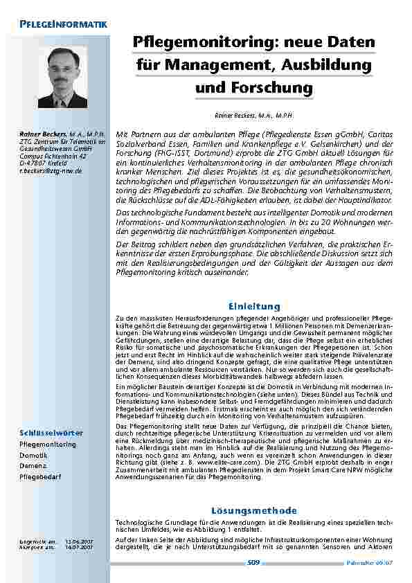 [doc_200370] Pflegemonitoring: neue Daten für Management, Ausbildung und Forschung