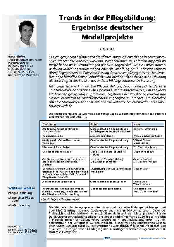 [doc_200160] Trends in der Pflegebildung: Ergebnisse deutscher Modellprojekte