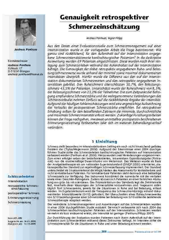 [doc_200159] Genauigkeit retrospektiver Schmerzeinschätzung