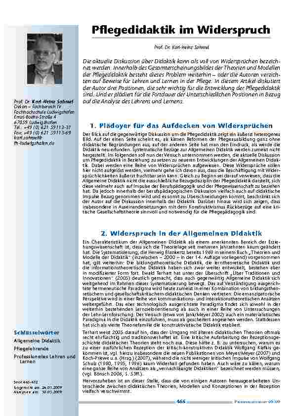 [doc_200131] Pflegedidaktik im Widerspruch