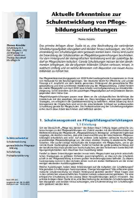 [doc_200075] Aktuelle Erkenntnisse zur Schulentwicklung von Pflegebildungseinrichtungen