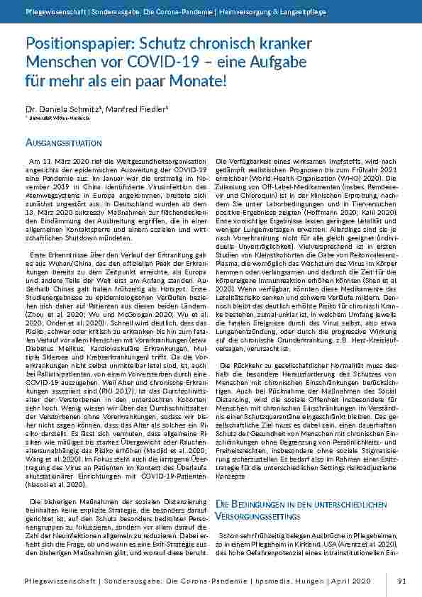 [doc_196801] Positionspapier: Schutz chronisch kranker Menschen vor COVID-19 – eine Aufgabe für mehr als ein paar Monate!