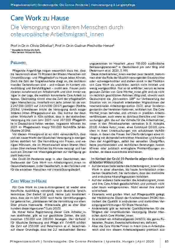 [doc_196799] Care Work zu Hause: Die Versorgung von älteren Menschen durch osteuropäische Arbeitsmigrantinnen