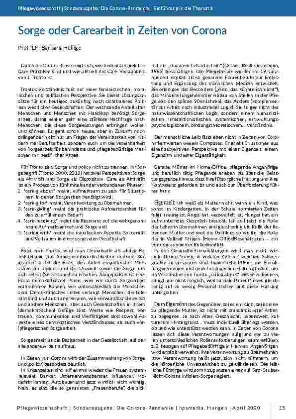 [doc_196777] Sorge oder Care-Arbeit in Zeiten von Corona