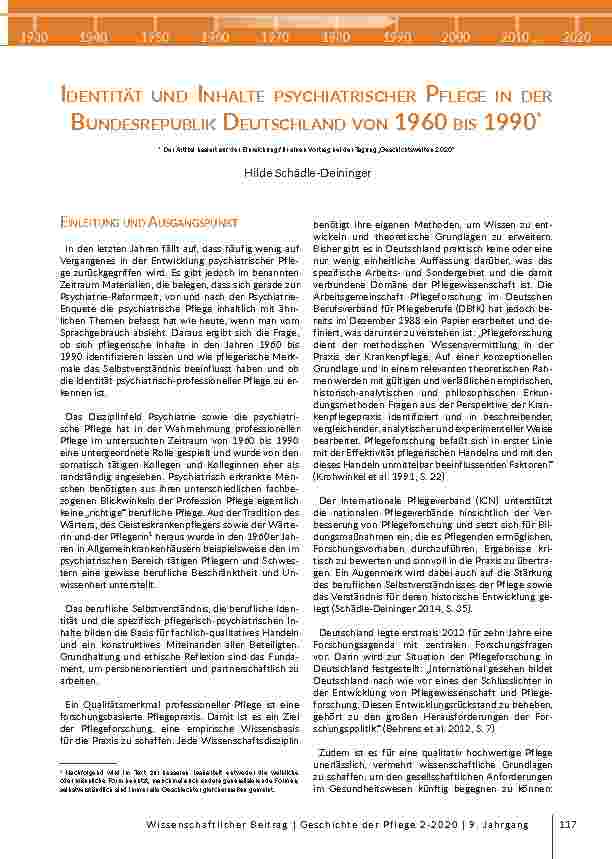 [doc_207061] Identität und Inhalte psychiatrischer Pflege in der Bundesrepublik Deutschland von 1960 bis 1990
