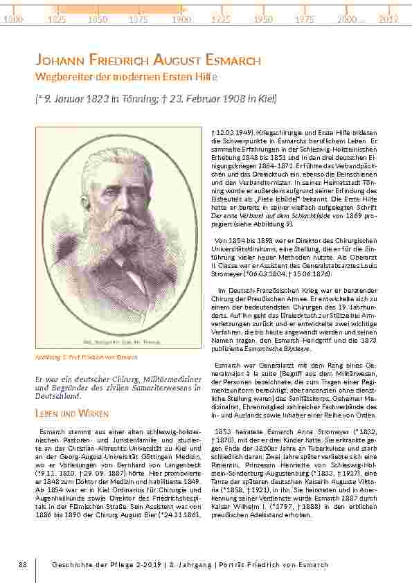 [doc_203147] Johann Friedrich August Esmarch: Wegbereiter der modernen Ersten Hilfe