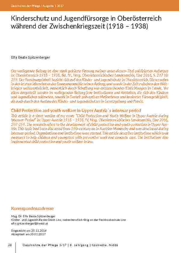 [doc_203109] Kinderschutz und Jugendfürsorge in Oberösterreich während der Zwischenkriegszeit (1918 – 1938)