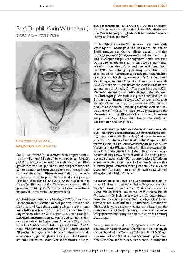 [doc_203105] Nachruf: Prof. Dr. phil. Karin Wittneben