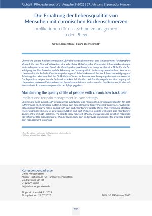 [doc_568140] Die Erhaltung der Lebensqualität von Menschen mit chronischen Rückenschmerzen Implikationen für das Schmerzmanagement in der Pflege