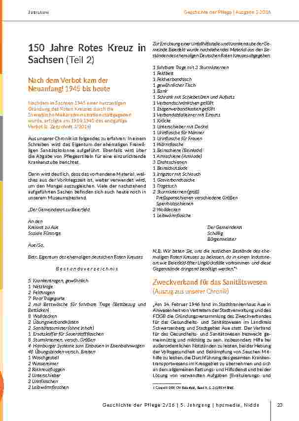 [doc_203096] 150 Jahre Rotes Kreuz in Sachsen (Teil 2): Nach dem Verbot kam der Neuanfang! 1945 bis heute