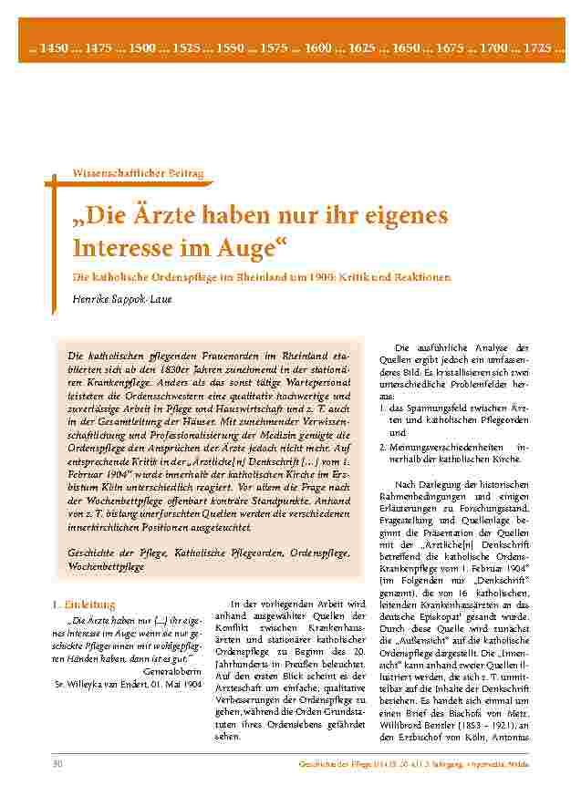 [doc_203061] „Die Ärzte haben nur ihr eigenes Interesse im Auge“ Die katholische Ordenspflege im Rheinland um 1900: Kritik und Reaktionen