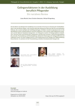 [doc_570999] Gelingensfaktoren in der Ausbildung beruflich Pflegender Ein narratives Review