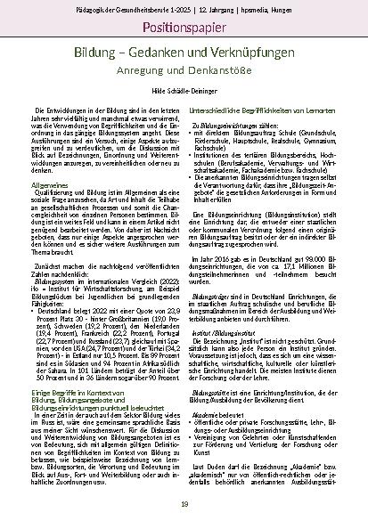 [doc_324286] Bildung – Gedanken und Verknüpfungen Anregung und Denkanstöße