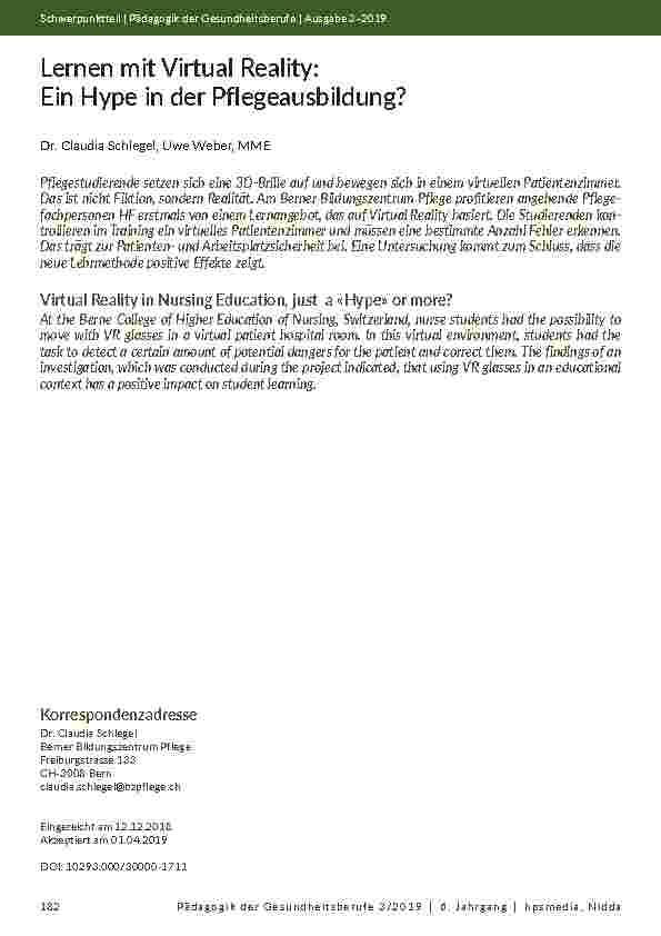 [doc_202122] Lernen mit Virtual Reality: Ein Hype in der Pflegeausbildung?