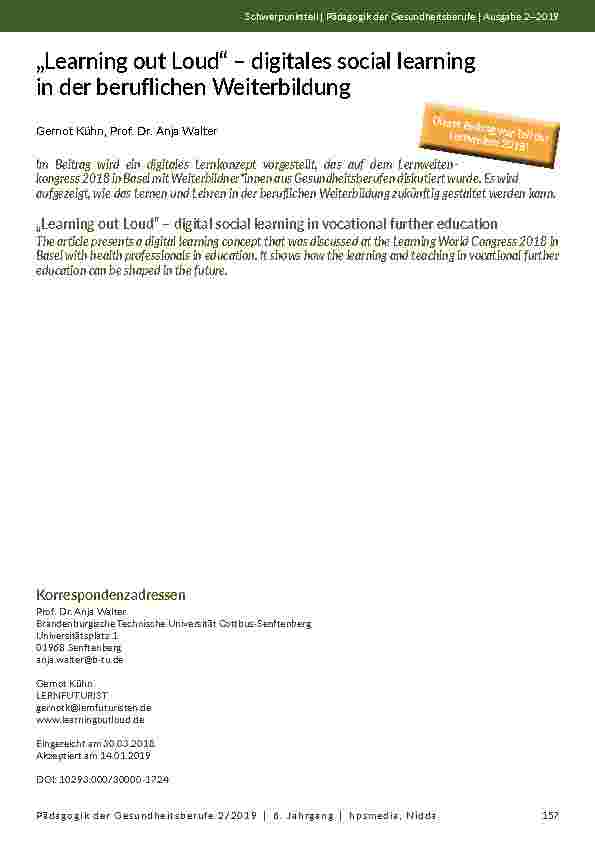 [doc_202114] „Learning out Loud“ – digitales social learning in der beruflichen Weiterbildung