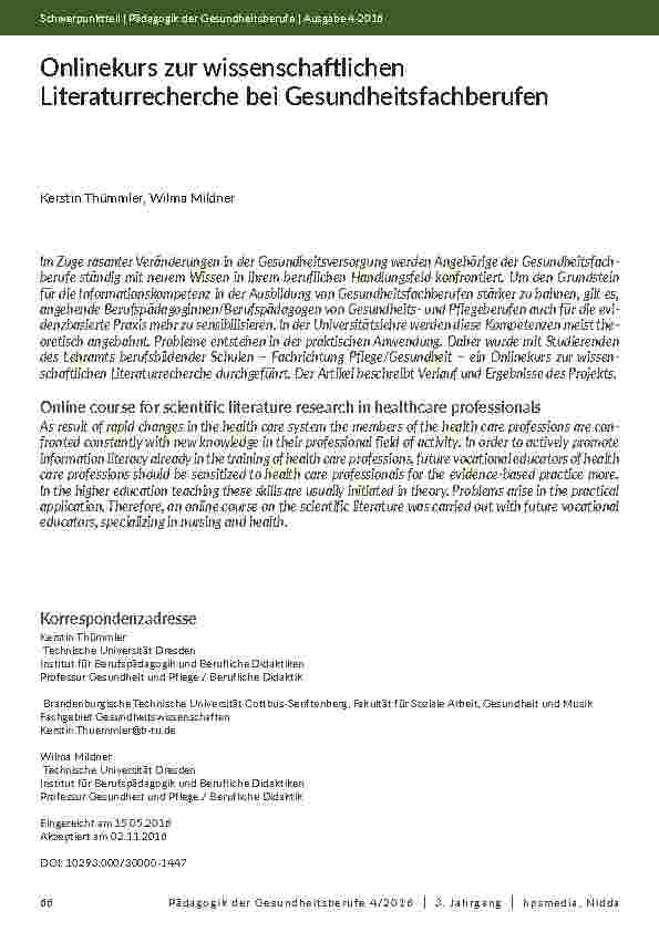 [doc_202002] Onlinekurs zur wissenschaftlichen Literaturrecherche bei Gesundheitsfachberufen