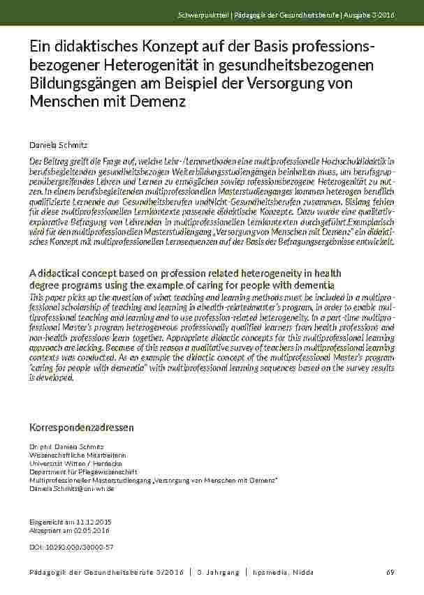 [doc_201990] Ein didaktisches Konzept auf der Basis professionsbezogener Heterogenität in gesundheitsbezogenen Bildungsgängen am Beispiel der Versorgung von Menschen mit Demenz
